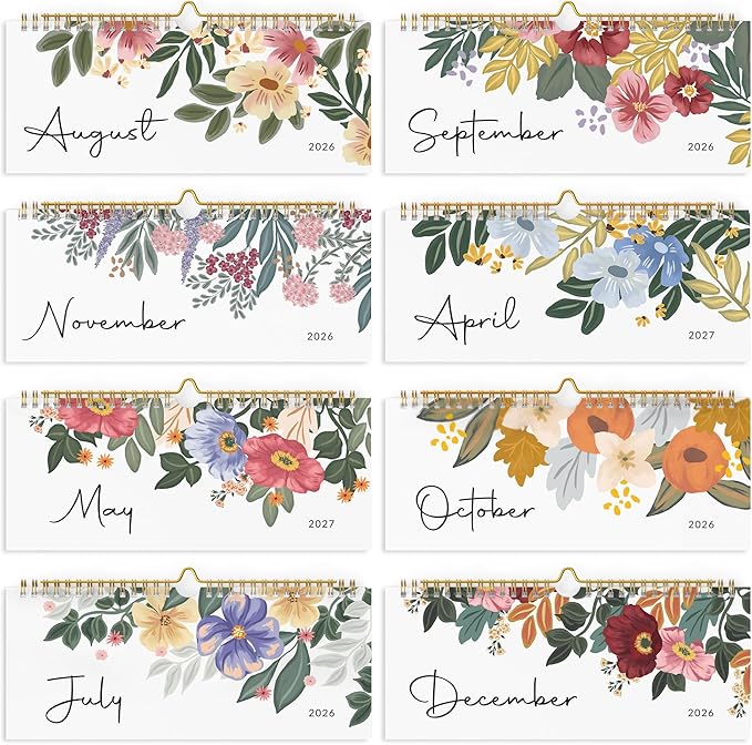 Wall Calendar 2026, 18 Monthly Calendar 2026-2027 from July 2026 to December 2027, 15 x 12 Inches, Hanging Hook, Twin-Wire Binding, Floral Design Calendar for Easy Organizing