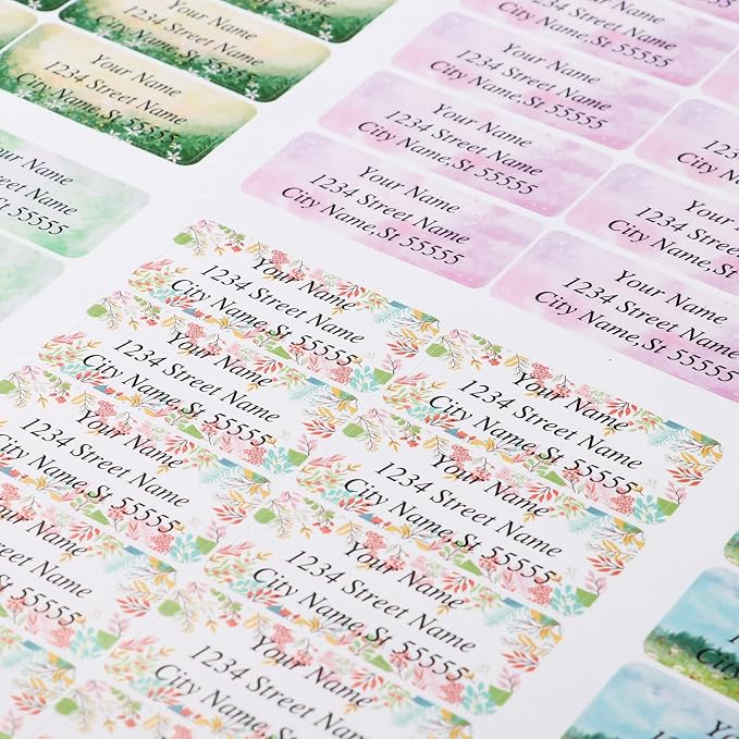 Personalized Address Labels - Custom Address Labels, Colorful Patterns, Set of 400, Glossy Vinyl (2.6x1 Inch, Multi-Surface Use)