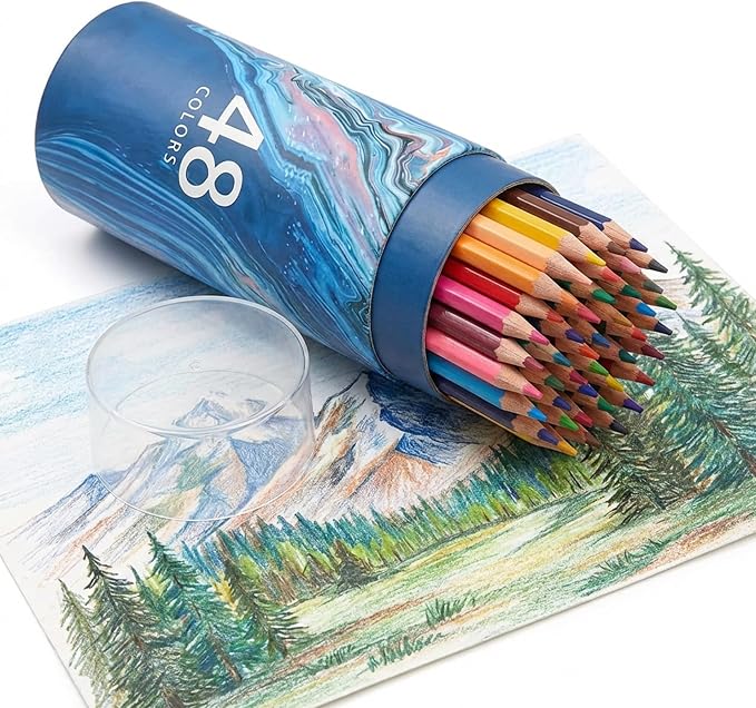 48Pcs Colored Pencil Set, Professional Drawing & Coloring Pencils with Velvety-Soft Core for Artists, Adults, Kids - 48 Vibrant Colors Colored Pencil