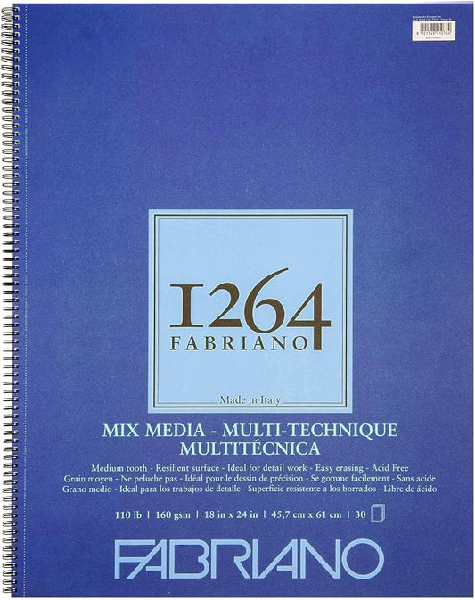 Fabriano 1264 Mixed Media Pad, 18" x 24", 110 lb.