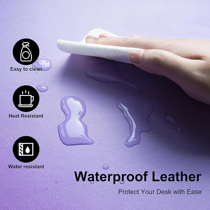Colorful Star Purple Desk Mat Woman Office Desk Pad, 31.5" x 11.8" | PU Leather Keyboard Mouse Pad for Desk, Ombre Desk Accessories for Girls, Non-Slip Large Gaming Mouse Pads Desk Cover Décor