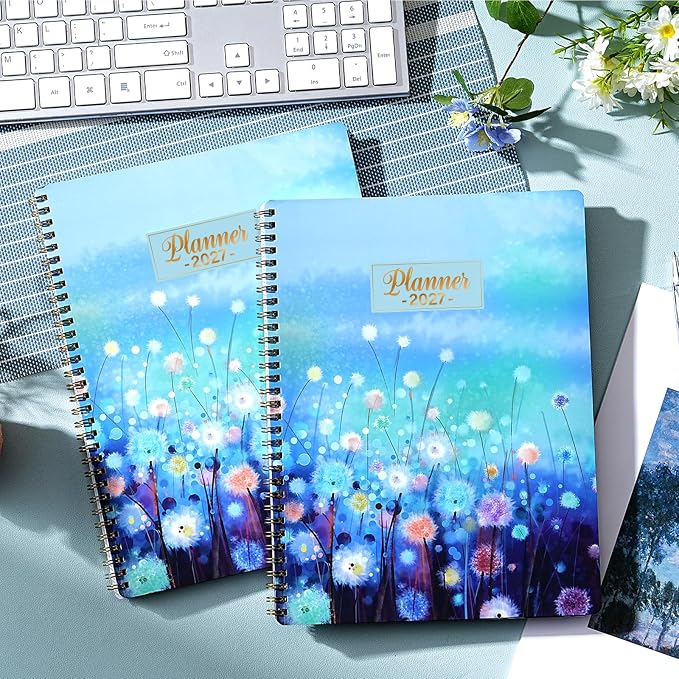 2027 Planner - 2027 Weekly and Monthly Planner, Jan. 2027 - Dec. 2027, 11” x 8.5”, Calendar Planner 2027, Colorful Laminated Tabs, Premium Thick Paper, Twin-Wire Binding, Storage Pocket