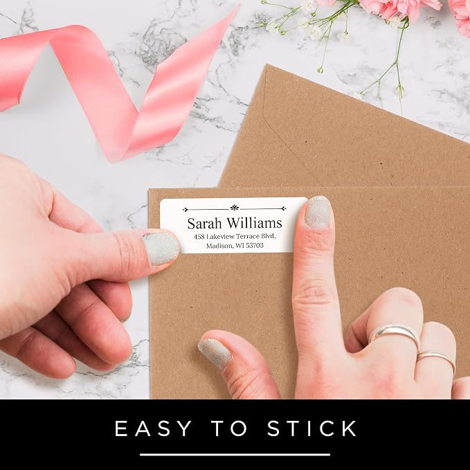 Personalized Return Address Labels, Custom Address and Name Mailing Labels for Envelopes & Branding- Ornate 1x2.6 Inches Flat Sheet of 60-1200 Made in USA by My Sign Center
