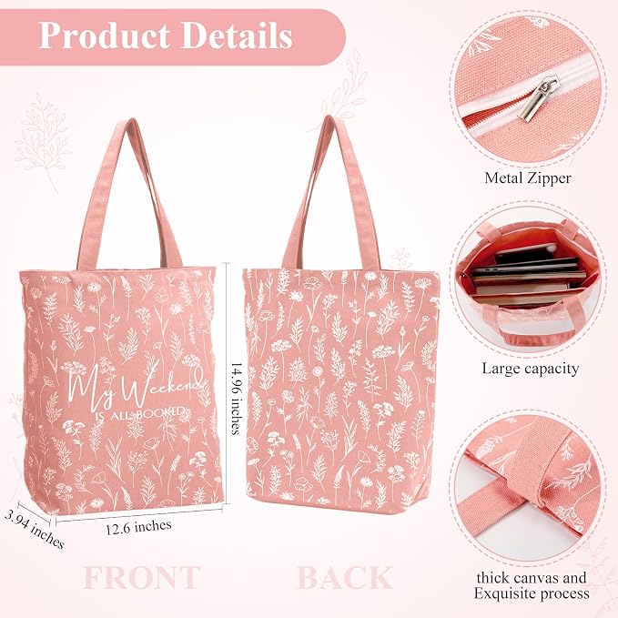 Havawish 14 Pcs Book Lovers Gift for Women 16 oz Glass Cup Tote Bag A6 Journal Notebook Pens Highlighters Sticky Notes Back to School Teacher Librarian Bookish Book Club(Pink,Aesthetic)