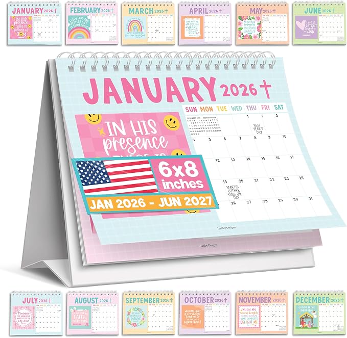 Small Desk Calendar 2026-2027 Standing Flip - 18-Month 2026 Desk Calendar Small for Home, Office & School, Standing Desks Calendars 2026-2027, Mini Desks Calendars, Back to School Teacher Gifts