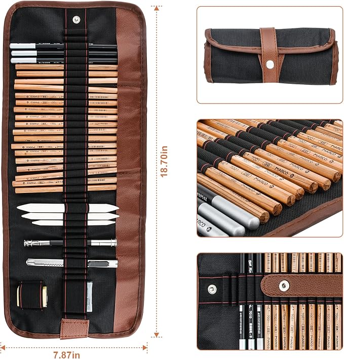 YunQiDeer Drawing Pencils, Professional Charcoal & Graphite Sketching Pencil Kit for Beginners & Adults, Art Supplies for Blending Shading