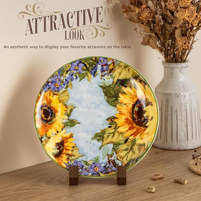ANBOXIT Plate Display Stand, 3 Pack 6 Inch Plate Holder for Displaying | Decorative Plate Stand for Picture Frame Dish Photo Plaque Platter Wood Stand