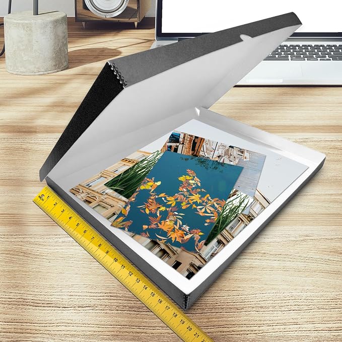 Golden State Art, Clamshell Archival Folio Storage Box 18x24 Inch, Black | Acid-Free Photo Box with Metal Edge Corner, Preserve And Store Paper Documents Cards Prints Arts and Crafts DIY Projects
