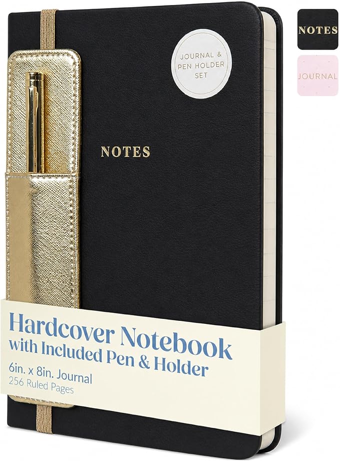 WORLD TRAVELER Eccolo A5 Hardbound Journal Notebook 256 Ivory Lined Pages | Sturdy Flexible Hardcover, 80GSM Acid-Free Ivory Pages, Smyth-Sewn Lay-Flat Binding, Ribbon Bookmark