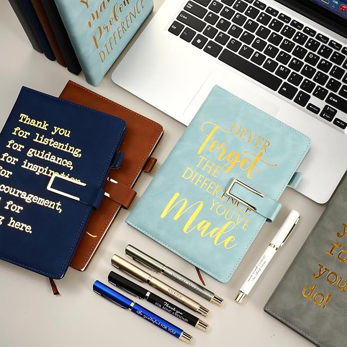 Kosiz 10 Set Employee Appreciation Gifts Bulk Inspirational A5 Leather Journal Notebook Motivational Pen Thank You Gifts for Nurses Coworker Team Social Workers Teachers Volunteers Back to School