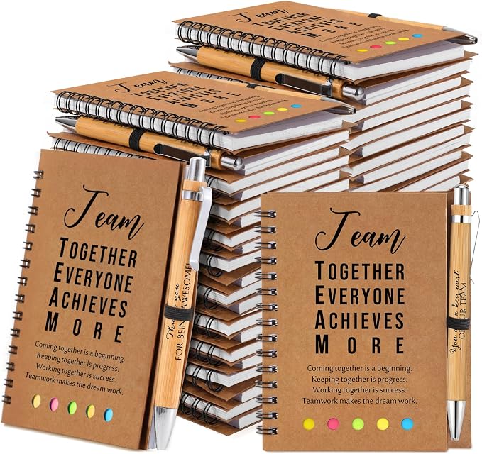 Jetec 25 Sets Inspirational Notebook Bulk Back to School Gifts Motivational Notebook with Pen and Sticky Notepad Employee Appreciation Gift for Teacher Student Coworker School Office (Team)