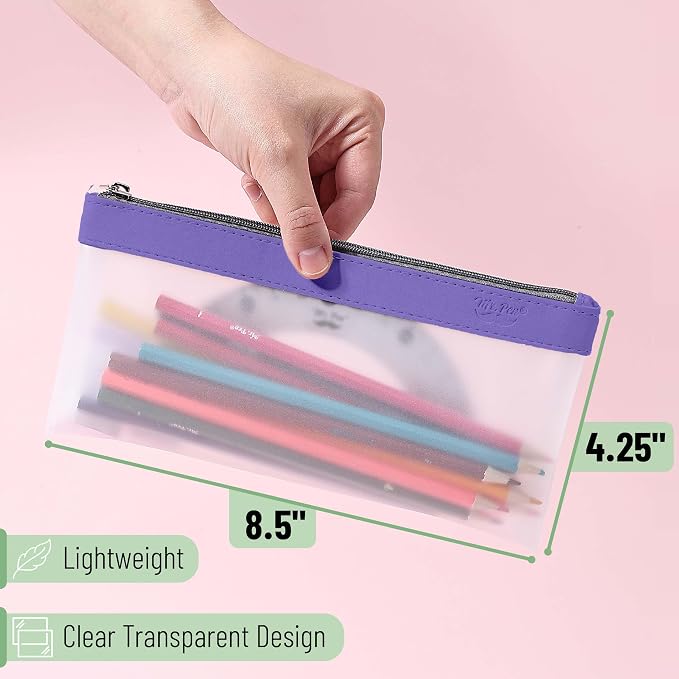 Mr. Pen- Clear Pencil Pouch, 8.50"x4.25", 6 Pack, Durable TPU Material | Medium Water-Resistant Pencil Bags with Smooth Zipper, Multipurpose Clear Pouch for Stationery, School, Office