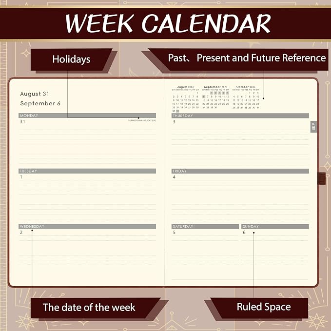 2026-2027 Planner - Academic Planner 2026-2027, 9" x 11", Jul. 2026 - Jun. 2027, Weekly and Monthly Planner 26-27, Leather Cover with Thick Paper, Back Pocket - The Sun