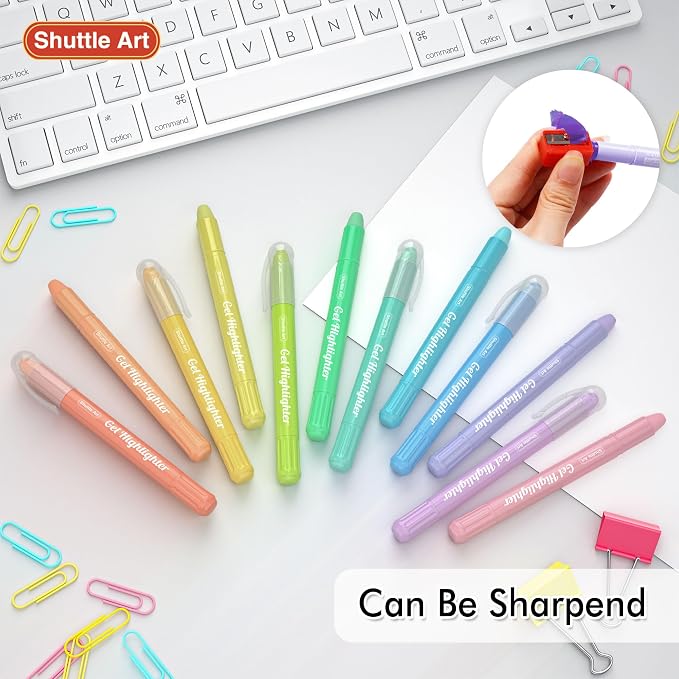 Shuttle Art Bible Highlighters and Pens No Bleed, 12 Pastel Colors Gel Highlighters No Bleed Through, Bible Journaling Supplies, Great for Journaling Highlighting and Studying