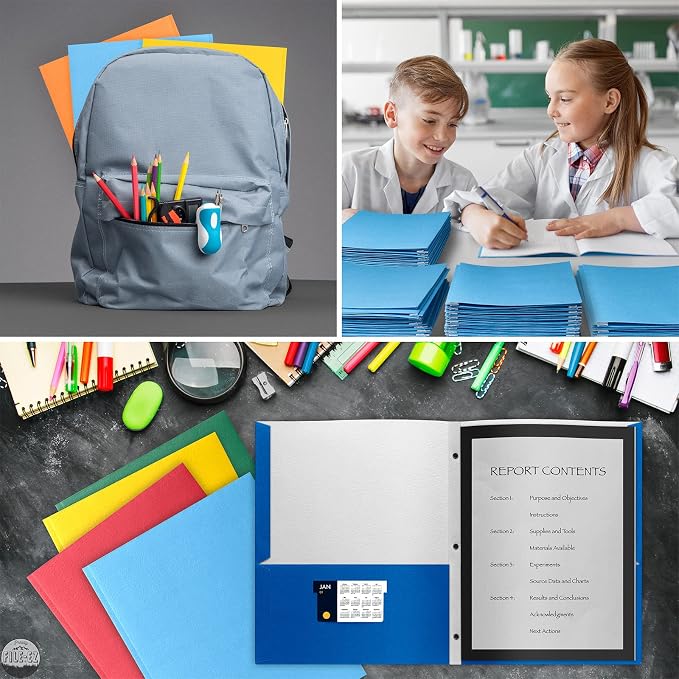 FILE-EZ Two-Pocket Folders with 3-Prong Fasteners, Gray Color, 25-Pack, Durable Textured Paper, Matte Finish, Letter Sheet Size (EZ-92530)