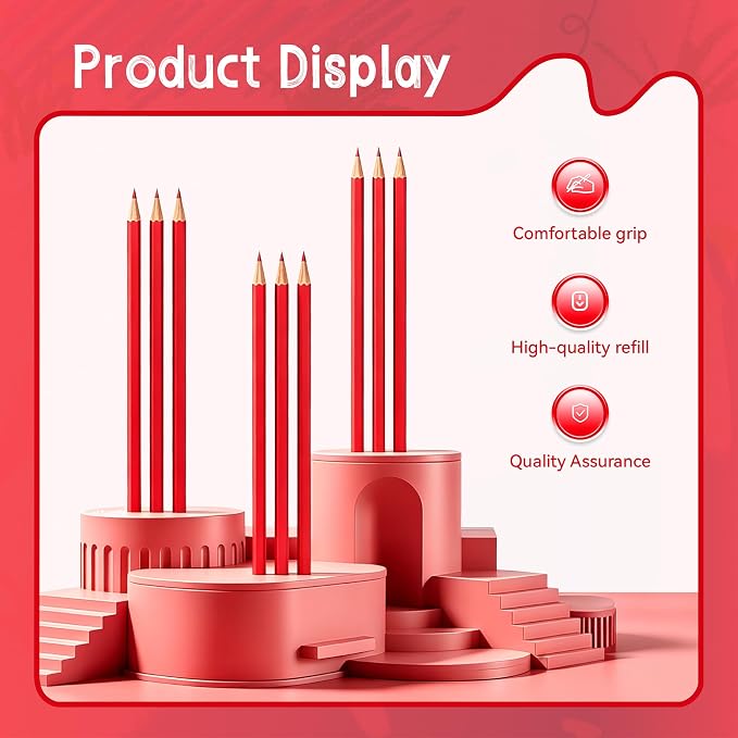 36 Piece Red Colored Pencils Set with Sharpener, Pre-Sharpened Professional Wooden Art Pencils for Artists Drawing and Sketching, Premium Colored Tone Supplies Delivering Detailed Painting(Red)