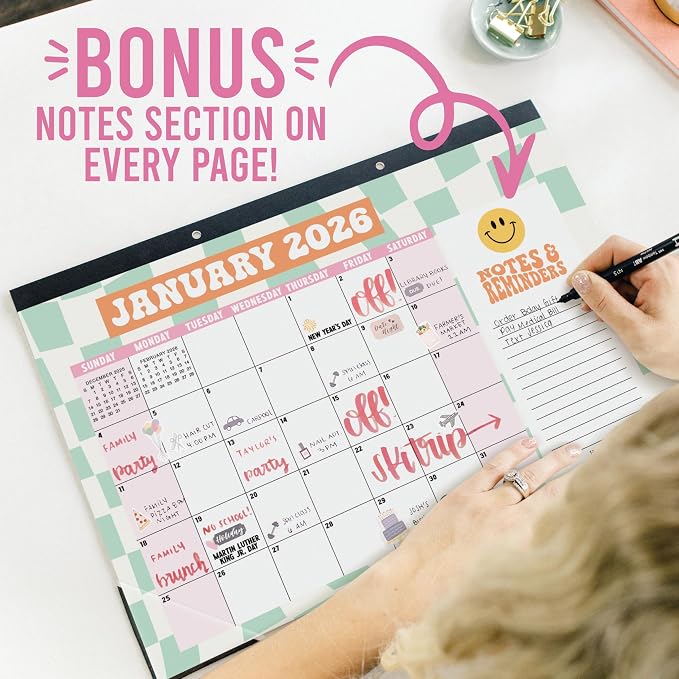 Hadley Designs Large Teacher Desk Calendar 2026-2027 - Desktop Calendar 2026, 18-Month Academic Desk Calendars for School, Home & Office, Cute Classroom Must Haves, Back to School Teacher Gifts