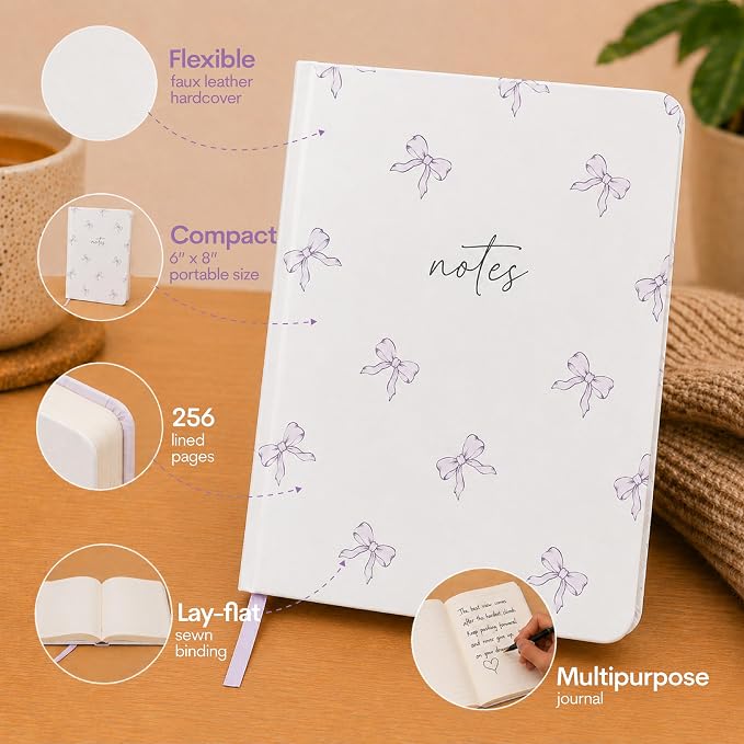 WORLD TRAVELER Eccolo A5 Hardbound Journal Notebook 256 Ivory Lined Pages | Sturdy Flexible Hardcover, 80GSM Acid-Free Ivory Pages, Smyth-Sewn Lay-Flat Binding, Ribbon Bookmark