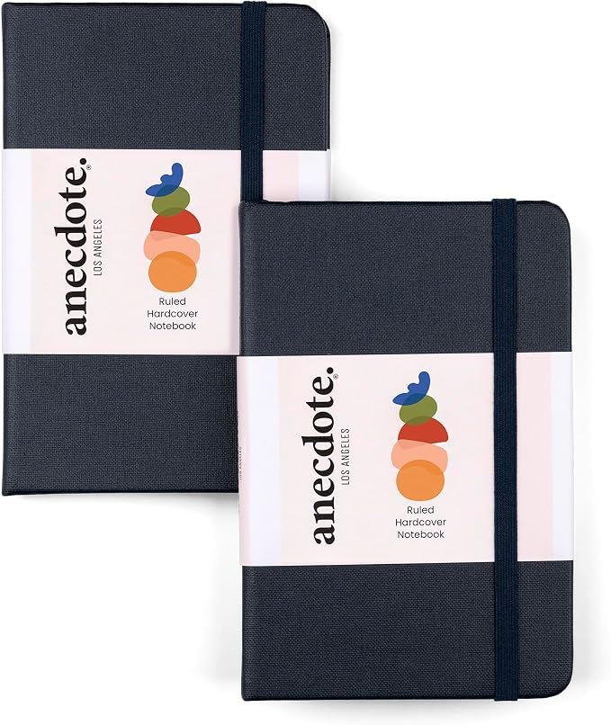 ANECDOTE. Small Journal Notebook for Men & Women, 192 Pages | Thick 80 GSM Lined Paper| Hardcover (5.5"x3.5" Pocket Size) | Daily Journaling Diary for Work, Travel, School & Office Use (Ink Blue)