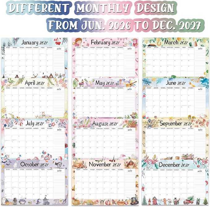 Guasslee Desk Calendar 2026-2027, School Year Calendar 2026, 19-Month Desk/Wall Calendar, 2026 Jun - 2027 Dec, 17" X 11.5" Monthly Planner With Corner Protectors, Thick Paper For Home Office