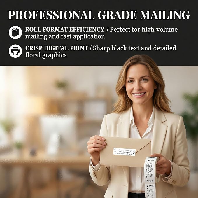 Address Labels Personalized Return Address Labels (10-1000) Personalized Custom Mailing Label for Envelopes 2.5" x 0.75" Self Adhesive Return Stickers Roll, White