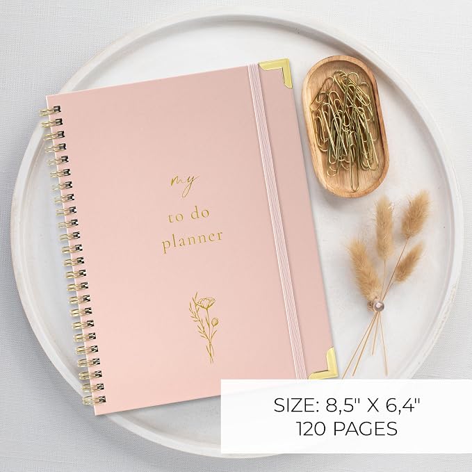 Beautiful To Do List Notebook - Aesthetic Daily Planner to Easily Organize Your Tasks And Boost Productivity - Stylish Undated ADHD Planner Gift and The Perfect School or Office Supplies For Women