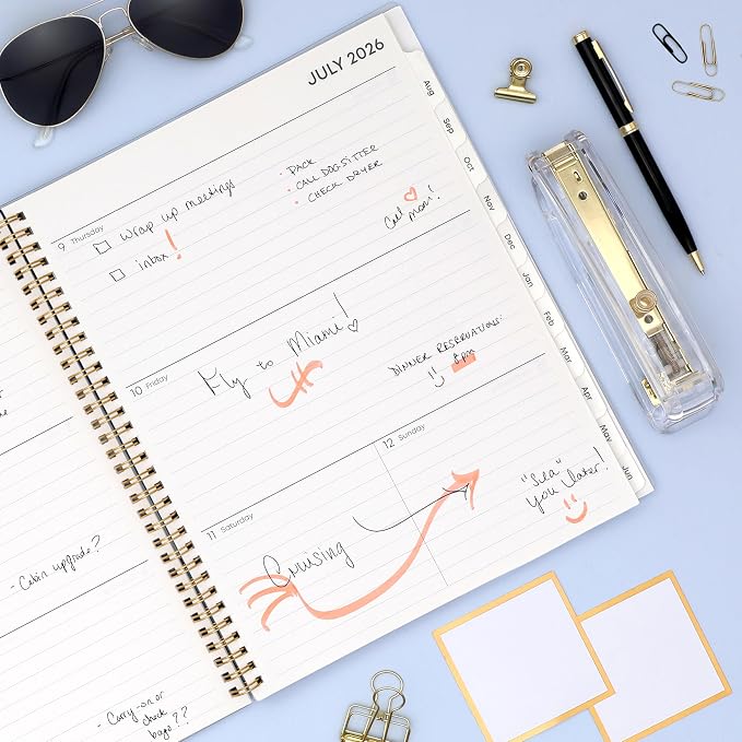 Blue Sky 2026-2027 Weekly & Monthly Academic Planner, 8.5"x11", Gemma | July 2026 - June 2027, Flexible Cover, Wirebound, Laminated Tabs, Storage Pocket, Academic Year