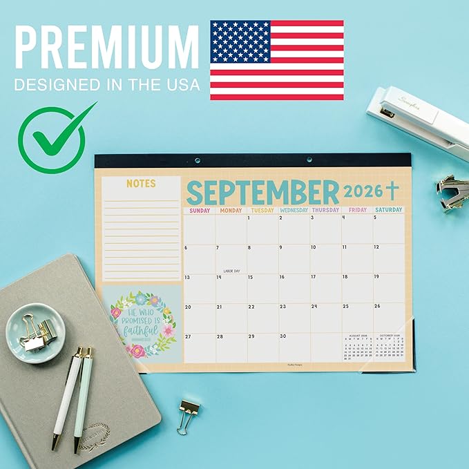 Hadley Designs Large Teacher Desk Calendar 2026-2027 - Desktop Calendar 2026, 18-Month Academic Desk Calendars for School, Home & Office, Cute Classroom Must Haves, Back to School Teacher Gifts