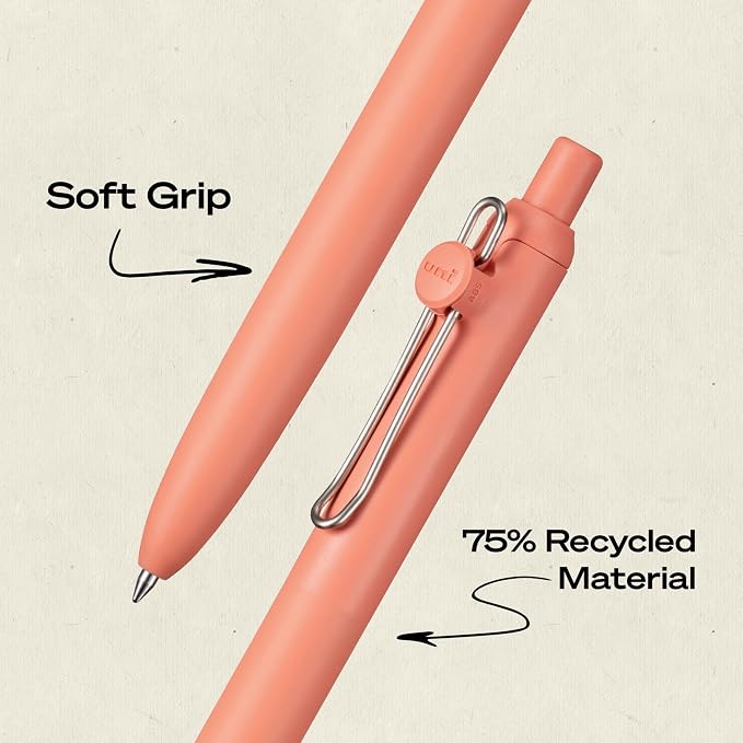 uniball™ Zento Gel Pens, Black Ink, 0.7mm Medium Point, Retractable, 2 Count, Smooth Writing, Quick-Drying, No Smear, No Bleed, Boho Barrel Colors