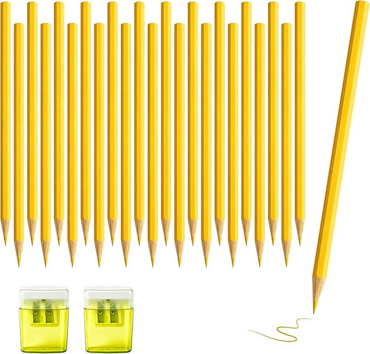 24Piece Yellow Colored Pencils Set with Sharpener, Pre-Sharpened Professional Wooden Art Pencils for Artists Drawing and Sketching, Premium Colored Tone Supplies Delivering Detailed Painting(Yellow)