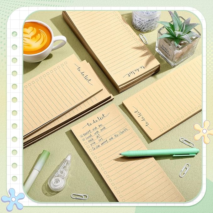 Censen 10 Pack 500 Sheets to Do List Notes Daily Checklist Notepad with 50 Sheets Undated Memo Pad Color Block Shopping List Weekly Plan Notepad Organizer Planners(Wood Color,Lined)