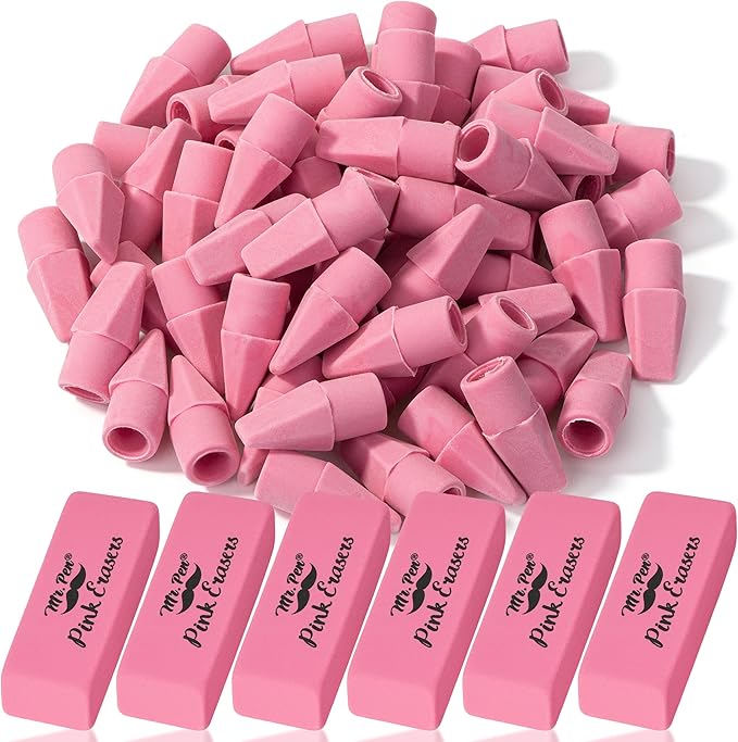 Mr. Pen- School Eraser Combination Set, 66 Pack, Pink | Latex Free Erasers for School, Office, Art Sketching, Homework, Exams, Clean Smudge-Free Correction