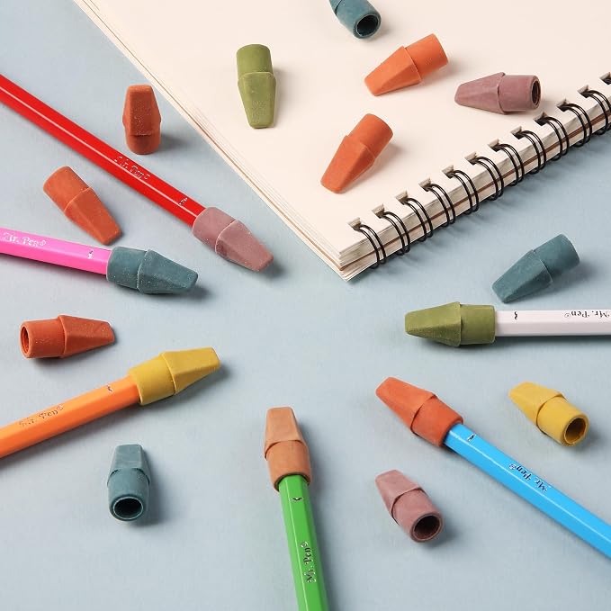 Mr. Pen- Pencil Top Erasers, 120 Pack, Folk Festival Colors | Latex-Free & No Smudge Pencil Eraser Tops
