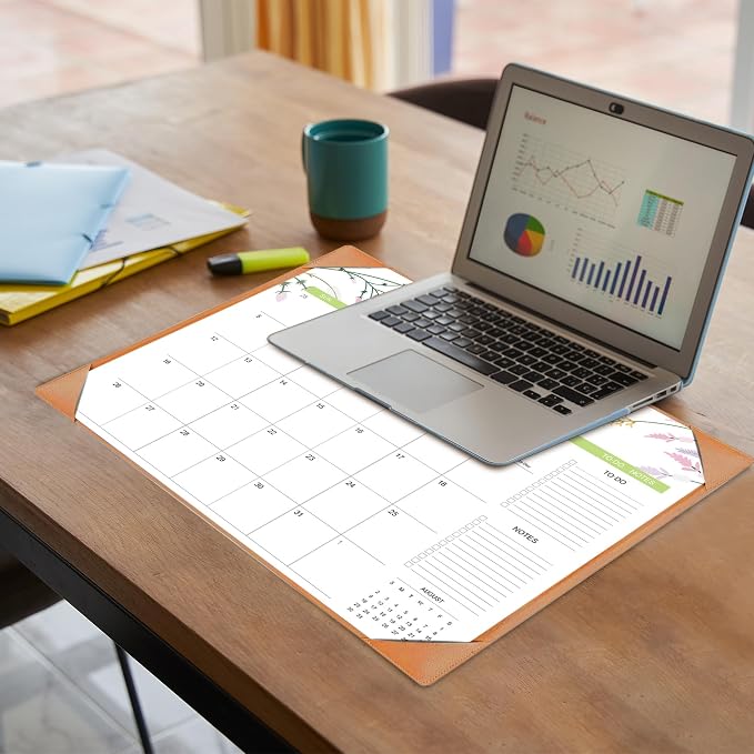 Desk Calendar 2026 with Desk Mat – 22" x 17" Large Desk Pad Calendar Runs from July 2026 to December 2027, Floral Design Desktop Calendar for Home, Office