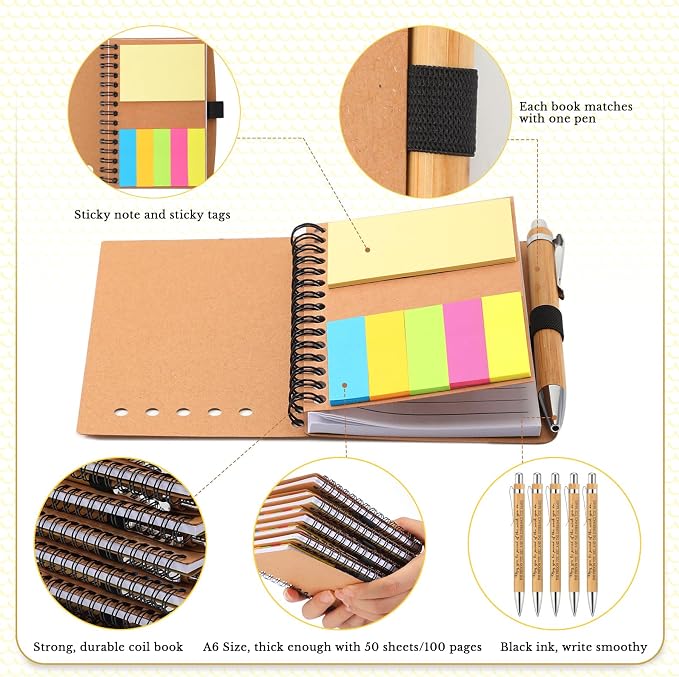 Jetec 12 Sets Inspirational Notebook Bulk Back to School Gifts Motivational Notebook with Pen and Sticky Notepad Employee Appreciation Gift for Teacher Student Coworker School Office (Difference Maker)