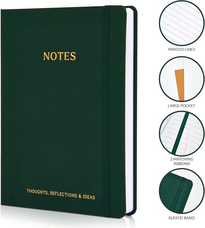 ZICOTO Aesthetic Thick Notebook Journal For Women 7" x 10" - Modern Linen Hardcover Note Book With 300 Lined Pages - Perfect For Writing And Staying Organized at Work or School