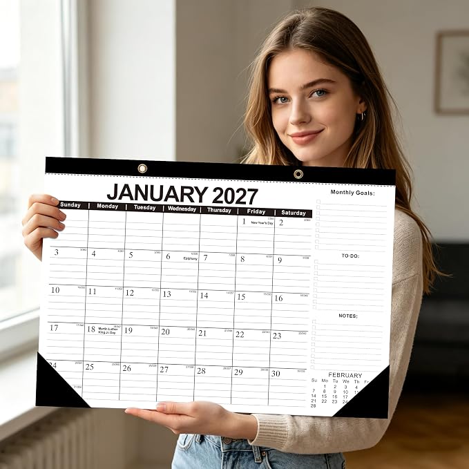 MZD8391 Desk Calendar 2026-2027, Jul 2026-Dec 2027, 17" x 12" Big Calendar | 18 Months, Large Desktop Calendar, Wall Calendar, Monthly Planner, Julian Dates,Home School Office Planning Organization Gift