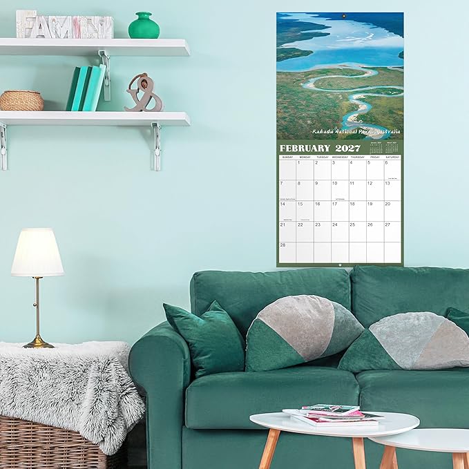 Calendar 2026-2027 - Wall Calendar, Jul 2026 - Dec 2027, 12'' × 24''(Open) | Wall Calendars 2026-2027 with Thick Paper, Large Blocks, Hanging Holes, National Parks Wall Calendar