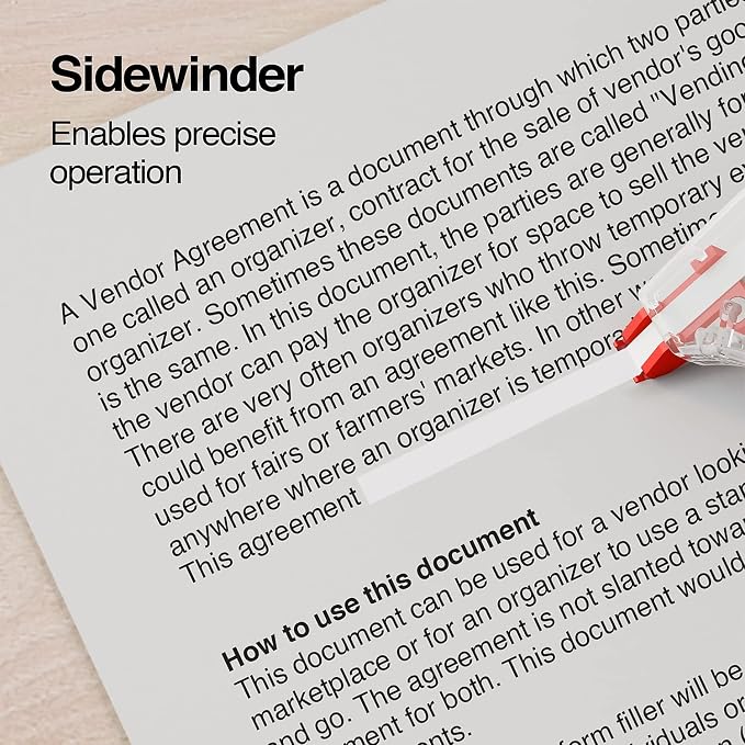 STAPLES Correction Tape, Easy Sidewinder Applicator for Instant Corrections, 10-Pack, White