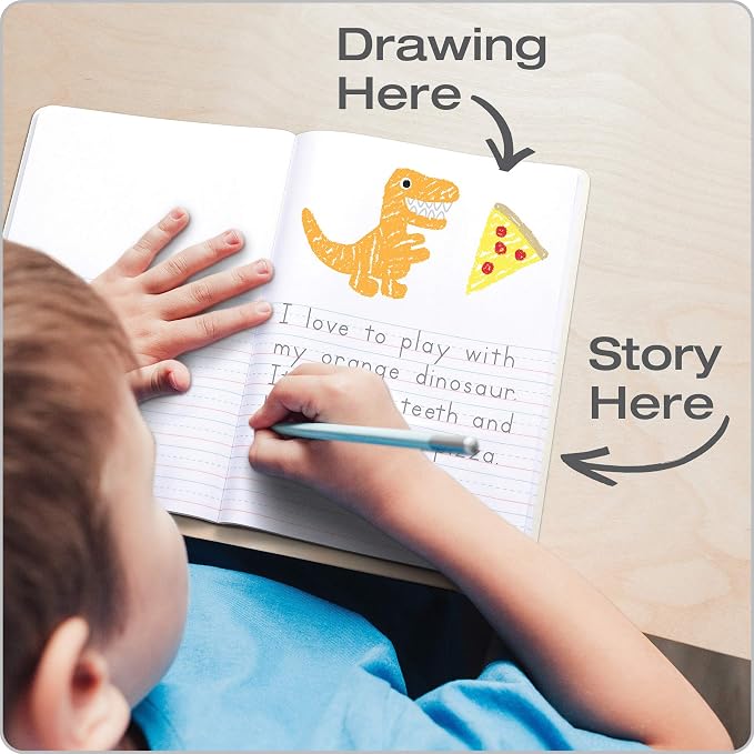 Oxford Primary Composition Notebooks, Kids Handwriting & Drawing Story Journal, Pre-K, Grades K-2, 100 Sheets/200 Pages, 9 3/4 x 7 1/2, (63784) (Pack of 4)