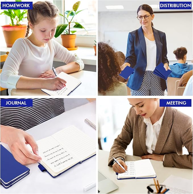 feela 3 Pack Pocket Notebook Journals with 3 Black Pens, A6 Mini Cute Small Journal Notebook Bulk Hardcover College Ruled Notepad with Pen Holder for Office School Supplies, 3.5”x 5.5”, Navy
