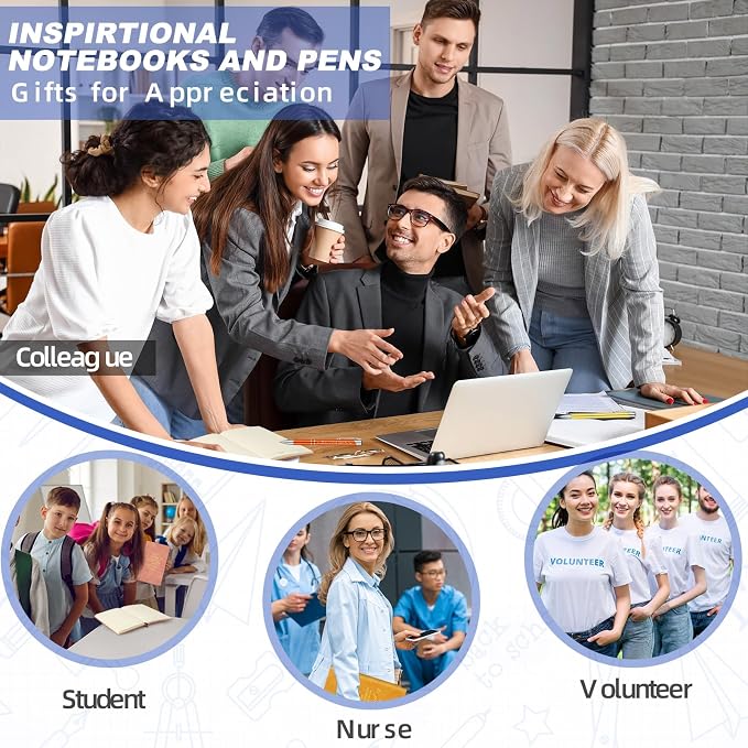 Colarr 40 Pcs Appreciation Gifts Bulk Inspirational PU Leather Notebook Journal & Pen Set Thank You Gifts for Staff, Employees, Coworkers, Nurses(Vivid Colors,May You)