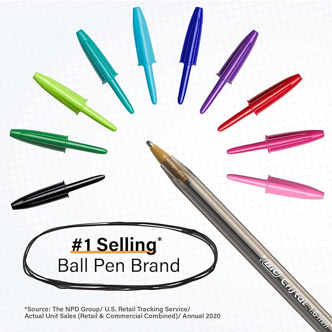 BIC Cristal Xtra Bold Ballpoint Pens,Bold Point (1.6mm) For Vivid And Dramatic Lines,Assorted Colors,Perfect Ink Pens,24 Count (Pack of 2)