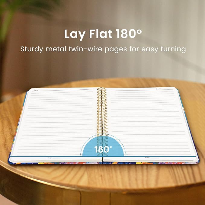 Taja Lined Spiral Notebook Journal for Women A5(5.8" × 8.3"), Cute Hardcover Notebook for Work, School & Note Taking, Pretty College Ruled Journal for Writing, 140 Pages, Cliffside Bloom
