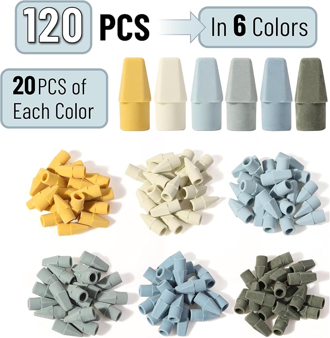 Mr. Pen- Pencil Erasers Toppers, 120 Pack, Colorful, Latex Free, No Smudge | Mr Pen Erasers for Pencils