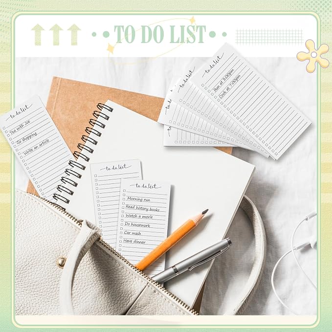 Censen 10 Pack 500 Sheets to Do List Notes Daily Checklist Notepad with 50 Sheets Undated Memo Pad Color Block Shopping List Weekly Plan Notepad Organizer Planners(White,Lined)