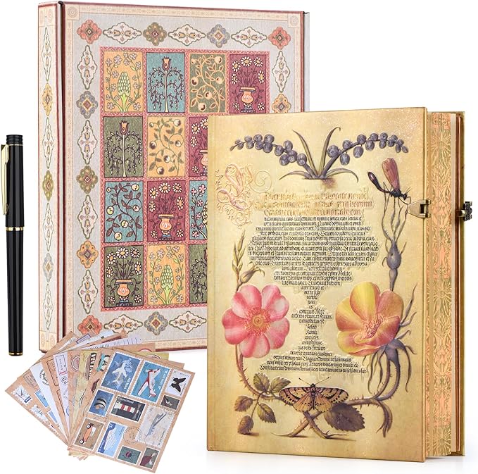 Let the Adventure Begin Vintage 3D Thorny Rose Hardcover Journal - 192 Pages (96 Sheets) with Concealed Envelope Pocket - Romantic Keepsake Diary & Travel Notebook for Timeless Celebrations