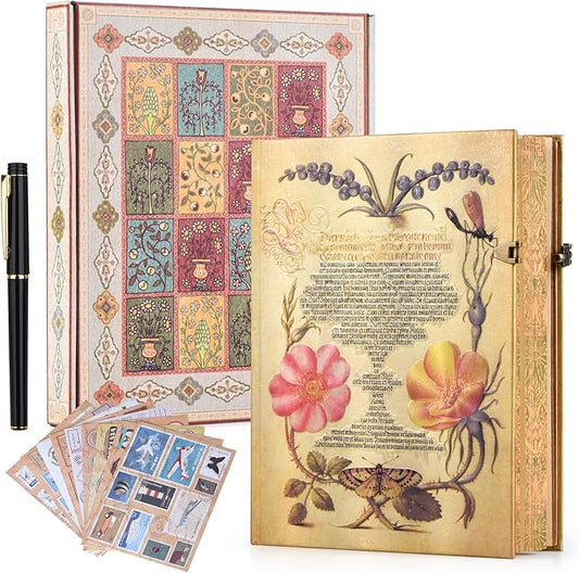 Let the Adventure Begin Vintage 3D Thorny Rose Hardcover Journal - 192 Pages (96 Sheets) with Concealed Envelope Pocket - Romantic Keepsake Diary & Travel Notebook for Timeless Celebrations