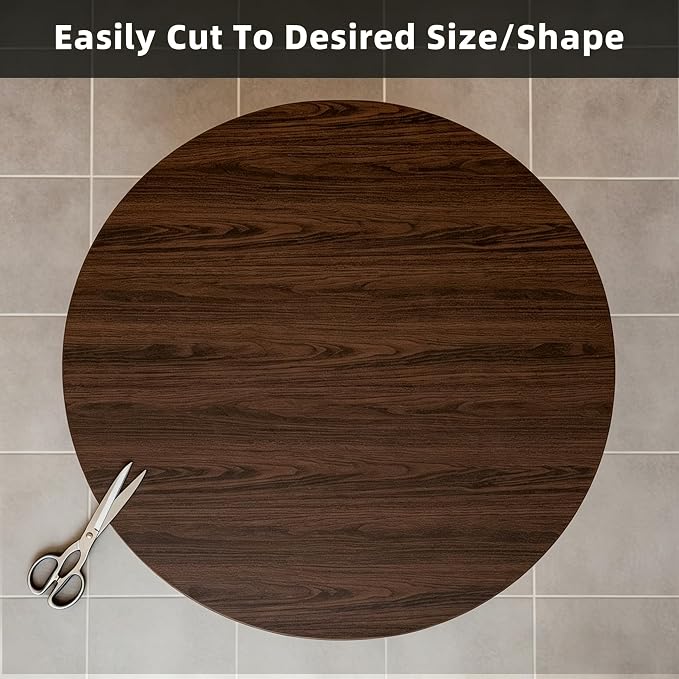 Round Table Protector - Can Be Used On Both Sides Waterproof and Easy to Clean Good Flatness Used for Dining Table(Walnut Wood Grain Dia.30Inch)