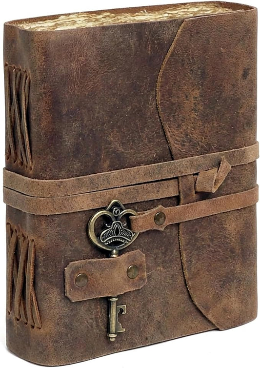 cuero Vintage Leather Journal - Antique Handmade Leather Bound journal with deckle edge paper for Men And Women Diary - Leather Sketchbook - Drawing Journal Notebook - Great Gift (5 by 7 inch)